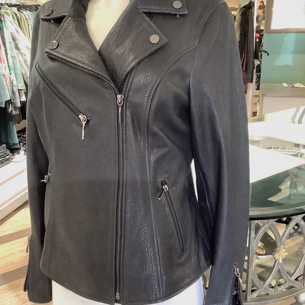 Barcelino San Francisco lambskin pebbled leather moto jkt